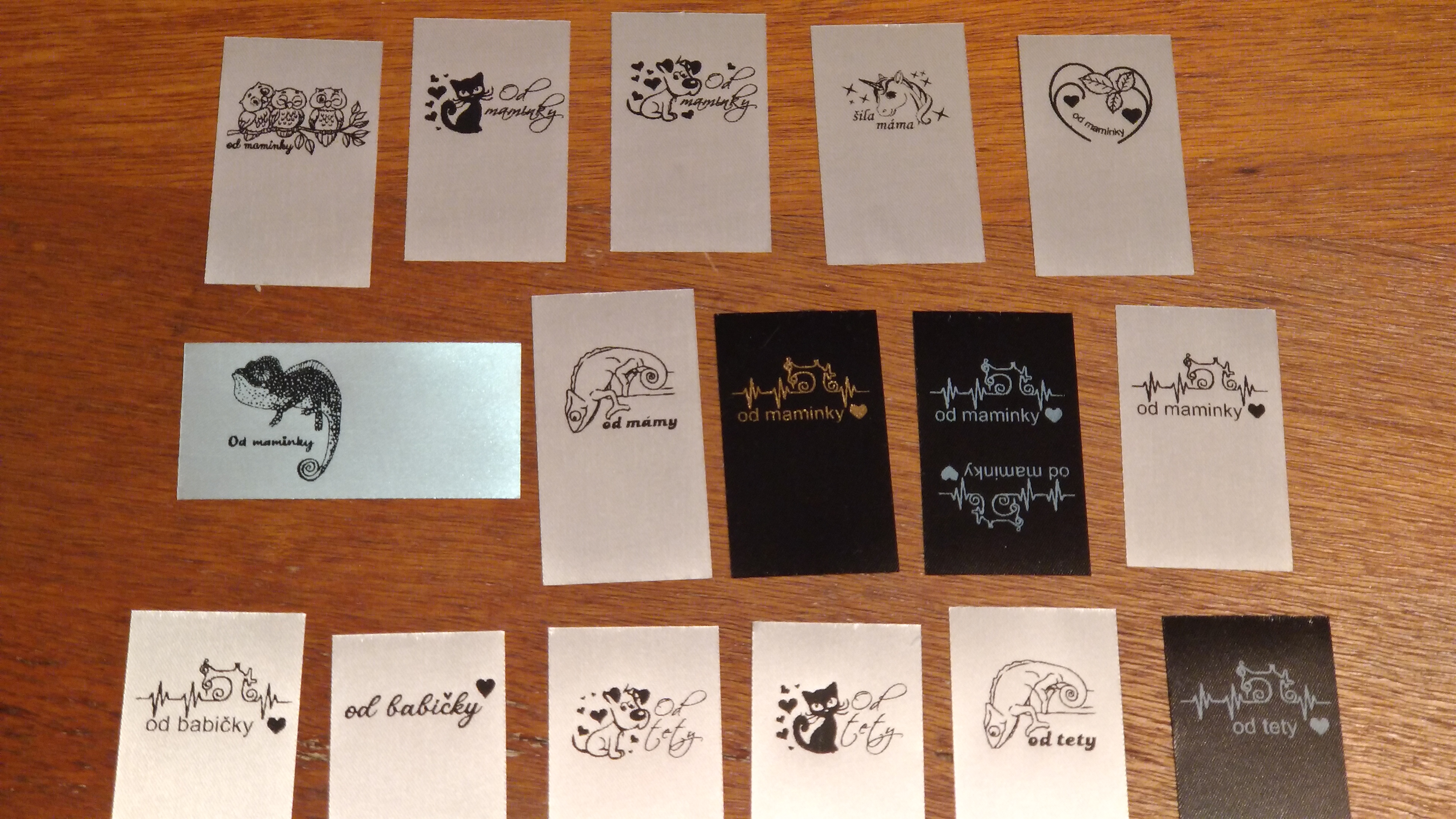 ŠTÍTKY DO ŠVU - Bílé oboustranné