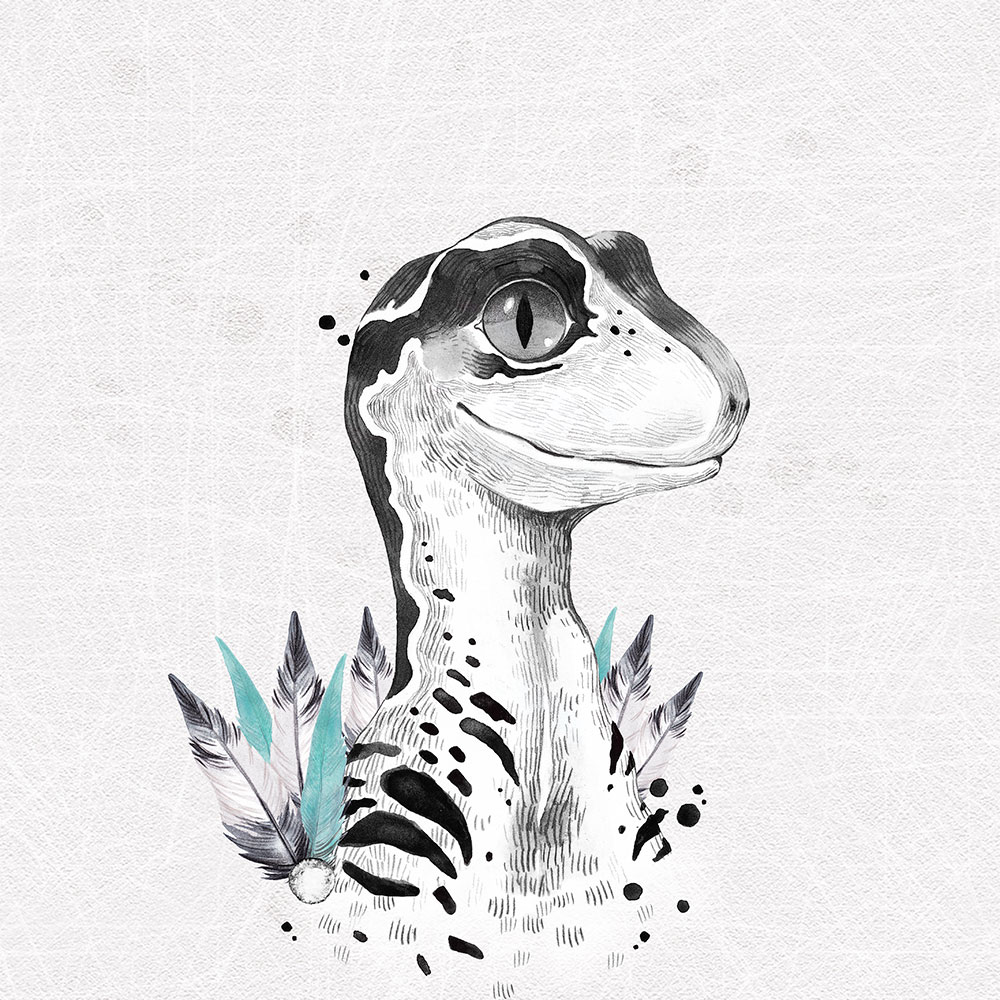 Panel teplákovina - ČB dino
