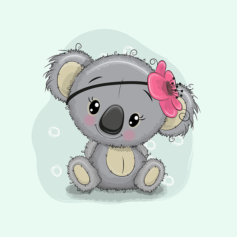 Panel teplákovina - Koala s kytičkou