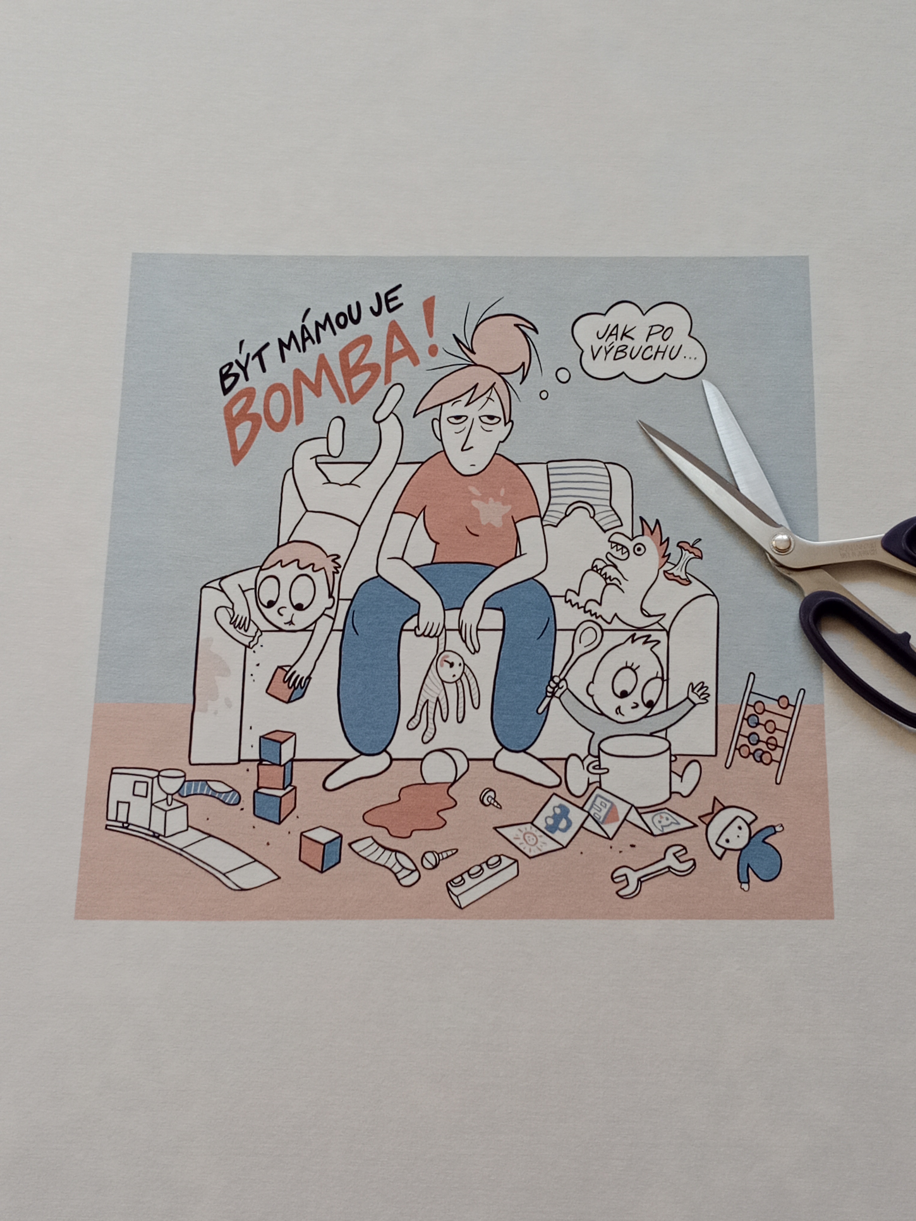 Panel úplet - Být mámou je BOMBA! Bílý gauč