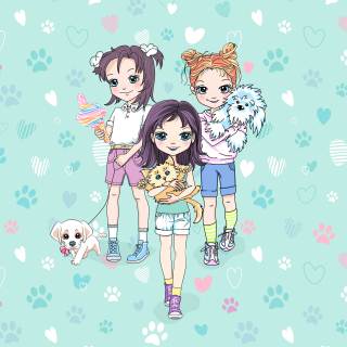 Panel teplákovina - Dívky s pejsky