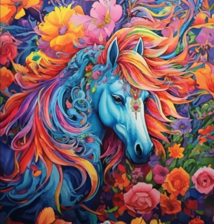 Panel úplet - Rainbow horse - Duhový kůň