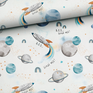 Bambusový mušelín Blast off white 1m a 1m