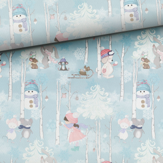 Teplákovina - Holčička, myšky a sněhulák v lese