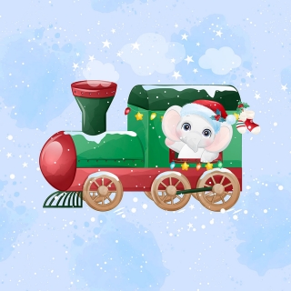 Panel teplákovina - Vánoční vláček a slon