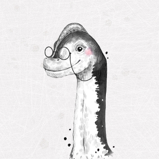 Panel teplákovina - ČB dino s brýlemi