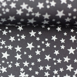 Bavlněné plátno - Stříbrné hvězdičky na šedé